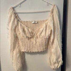 LUSH Women's Cream Unique Blouse Small